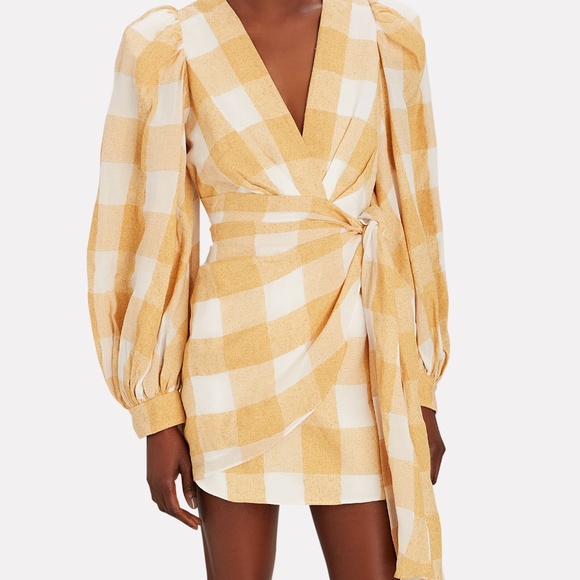 Acler Sutherland Gingham-Check Mini Wrap Dress Size 6 NWT